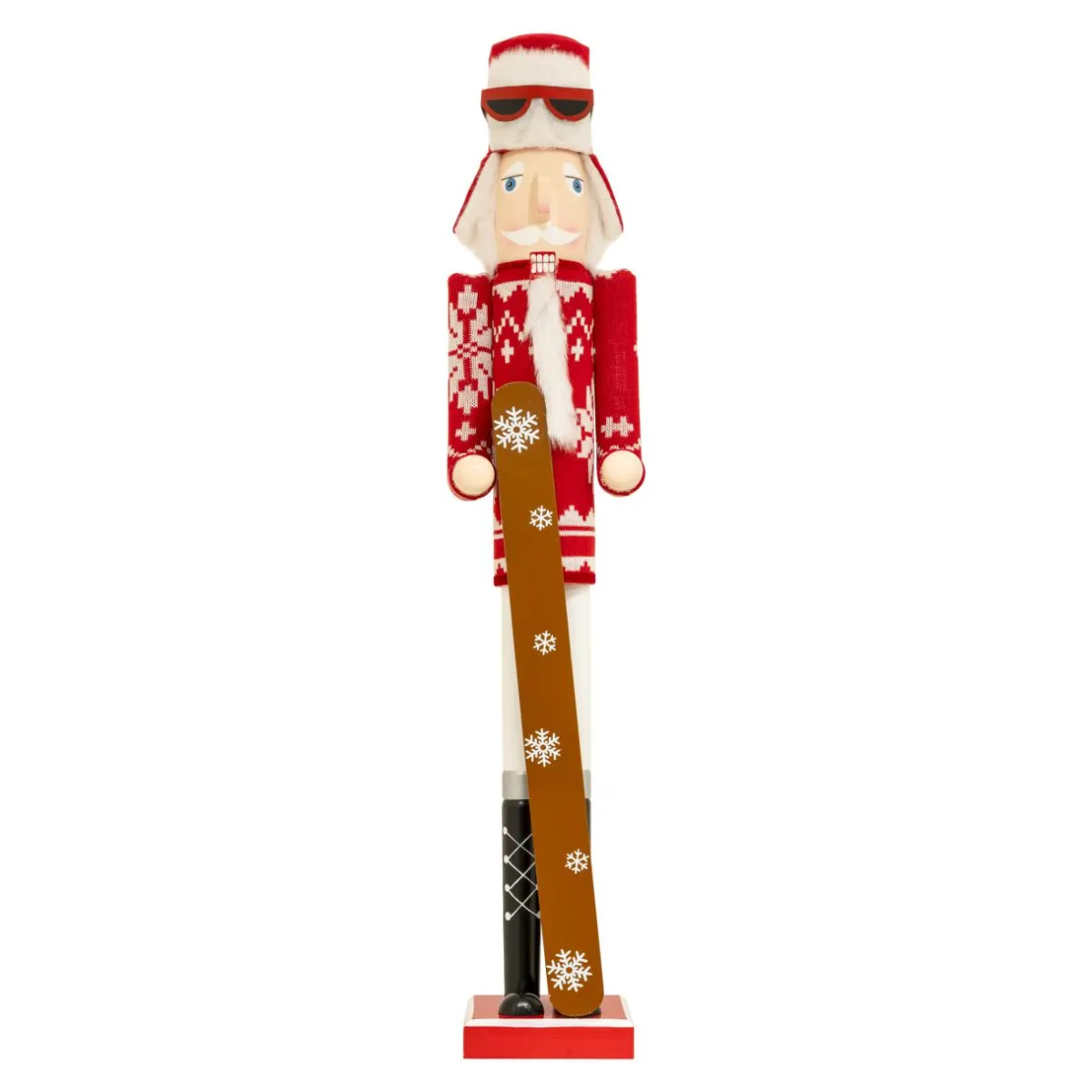 JJA Casse-noisette en bois (H106 cm) Tomi en ski et blanc Rouge Sale