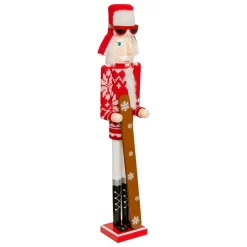 JJA Casse-noisette en bois (H106 cm) Tomi en ski et blanc Rouge Sale