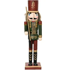 KAEMINGK Casse-noisette en bois (H38 cm) Timothé la royauté Vert et Bordeaux Discount