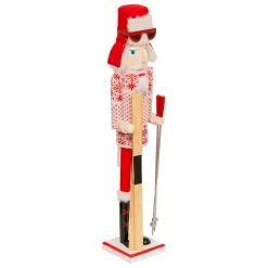 JJA Casse-noisette en bois (H60 cm) Henri en ski et blanc Rouge Sale