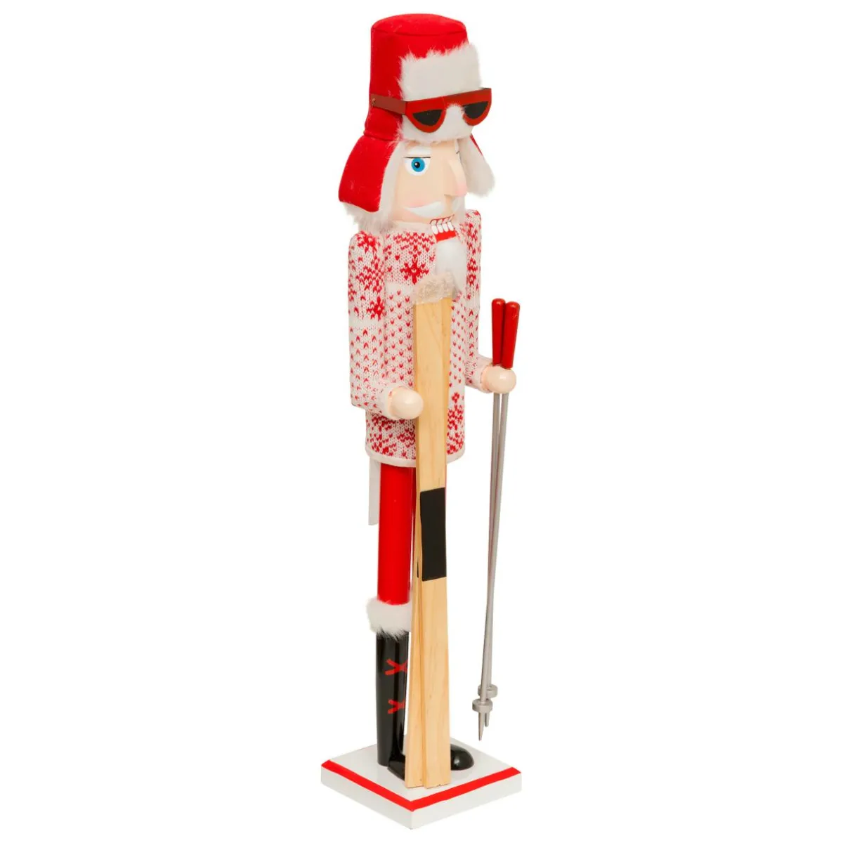 JJA Casse-noisette en bois (H60 cm) Henri en ski et blanc Rouge Sale