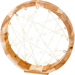 KAEMINGK Cercle lumineux à piles 60 LED (D24 cm) Astre en Blanc chaud Bois Discount