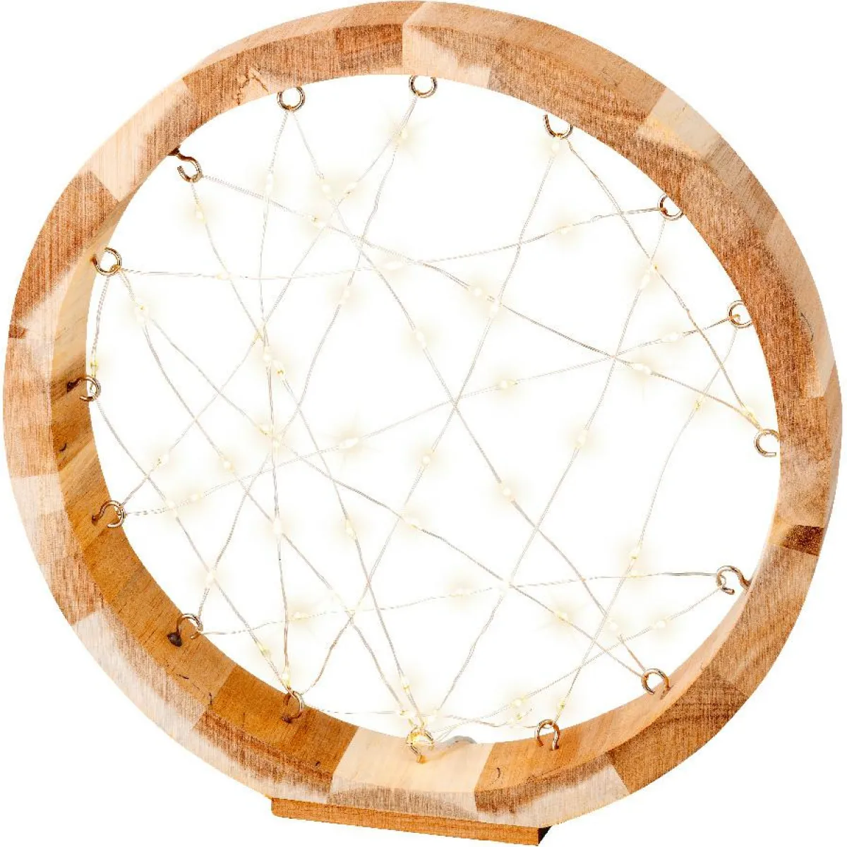 KAEMINGK Cercle lumineux à piles 60 LED (D24 cm) Astre en Blanc chaud Bois Discount