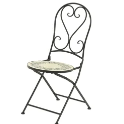 EMINZA Chaise bistrot pliable en mosaïque Athènes Beige New