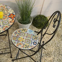 #N/A Chaise de bistrot pliable en mosaïque Braga Multicolore Sale
