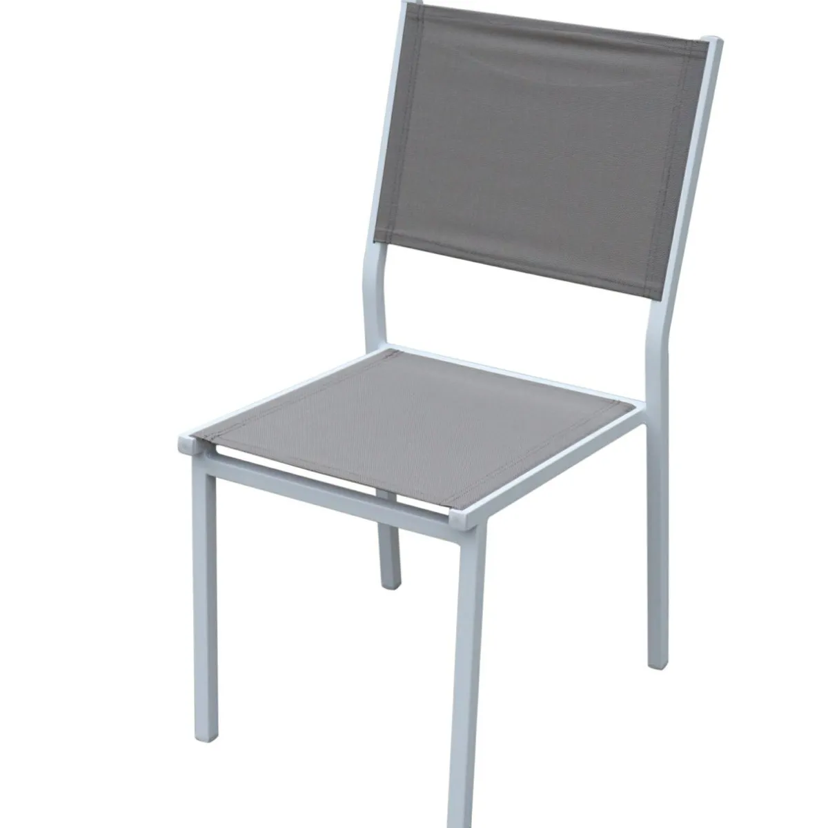 MOBELLIA Chaise de jardin aluminium empilable Murano Blanc et Taupe New