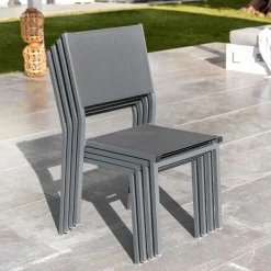 MOBELLIA Chaise de jardin aluminium empilable Murano Gris Anthracite Clearance