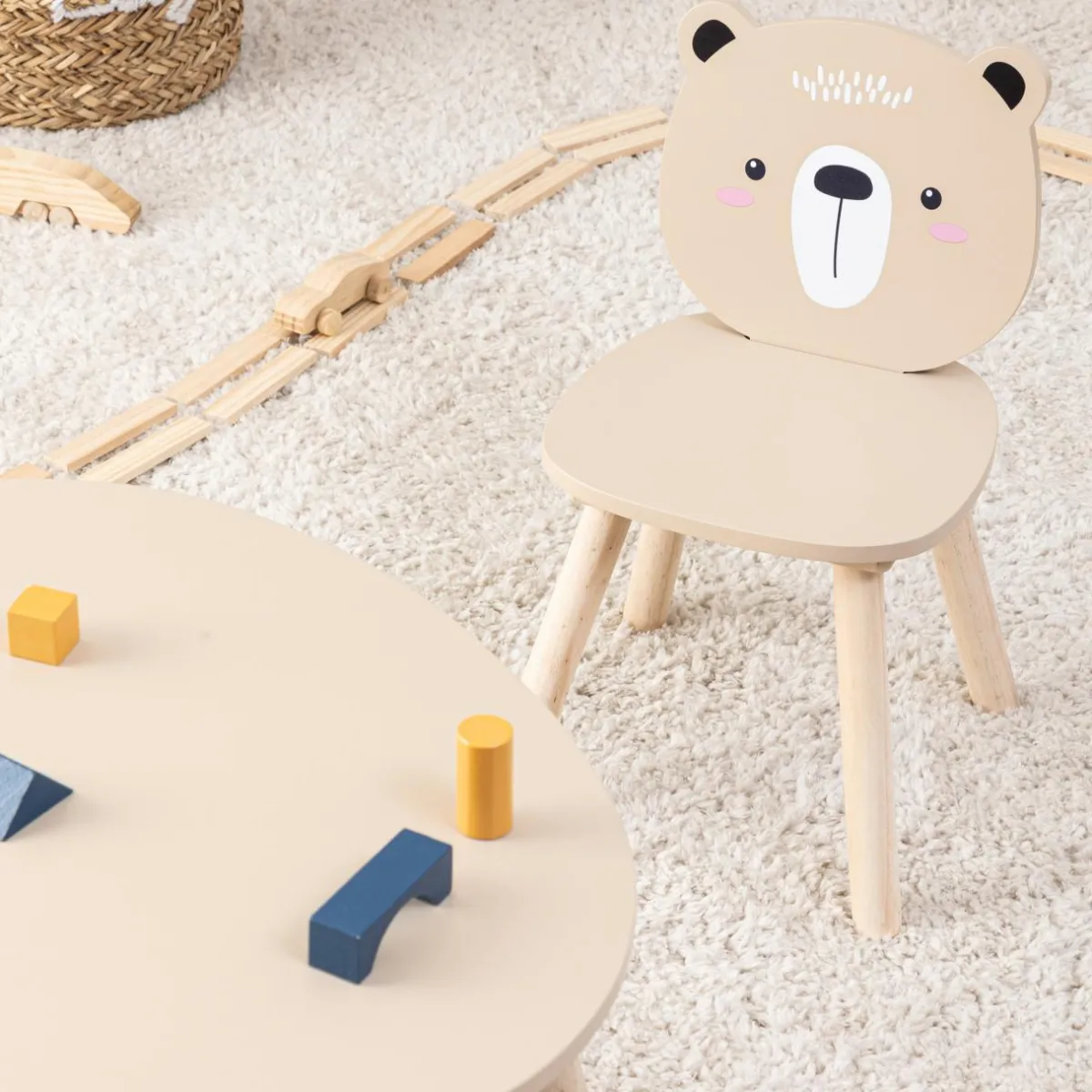 Atmosphera cru017dateur d'intu017drieur for kids Chaise enfant bois (H46 cm) Douceur Ourson Beige Discount