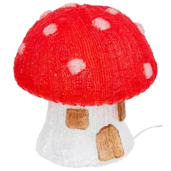 JJA Champignon lumineux solaire 30 LED (H21 cm) Forêt magique Blanc froid Rouge Hot