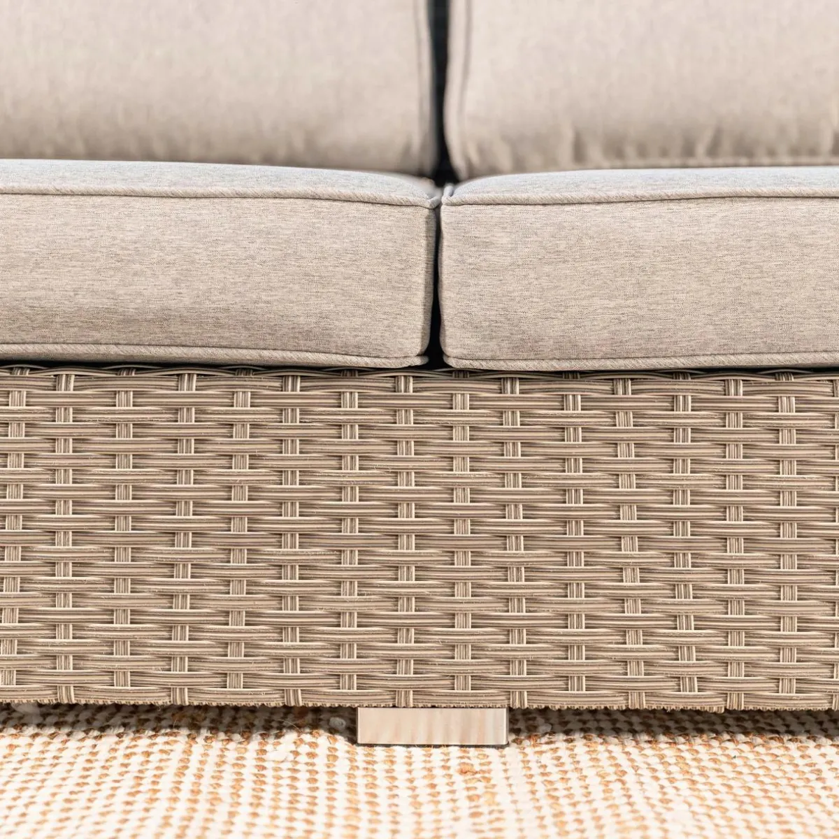 MOBELLIA Chauffeuse de jardin en résine tressée 2 places Palma Gris et taupe Tressé Blanc - Taupe