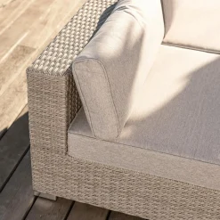 MOBELLIA Chauffeuse de jardin en résine tressée 2 places Palma Gris et taupe Tressé Blanc - Taupe