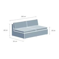MOBELLIA Chauffeuse de jardin en résine tressée 2 places Palma Gris et beige Tresse Gris - Beige Sale