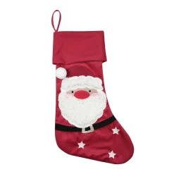 STOF Chaussette de Noël (H48 cm) Edgard Père Noël carmin Rouge Discount