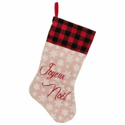 Feeric Lights & Christmas Chaussette de Noël (H45 cm) Joyeux Noël tartan Beige Outlet