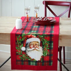 STOF Chemin de table en coton (150 x 45 cm) Père Noël Harold Bordeaux Clearance