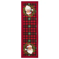 STOF Chemin de table en coton (150 x 45 cm) Père Noël Harold Bordeaux Clearance