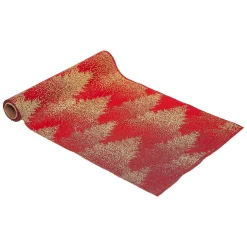 Feeric Lights & Christmas Chemin de table Noël (300 x 28 cm) Sapins Rouge et Or Clearance