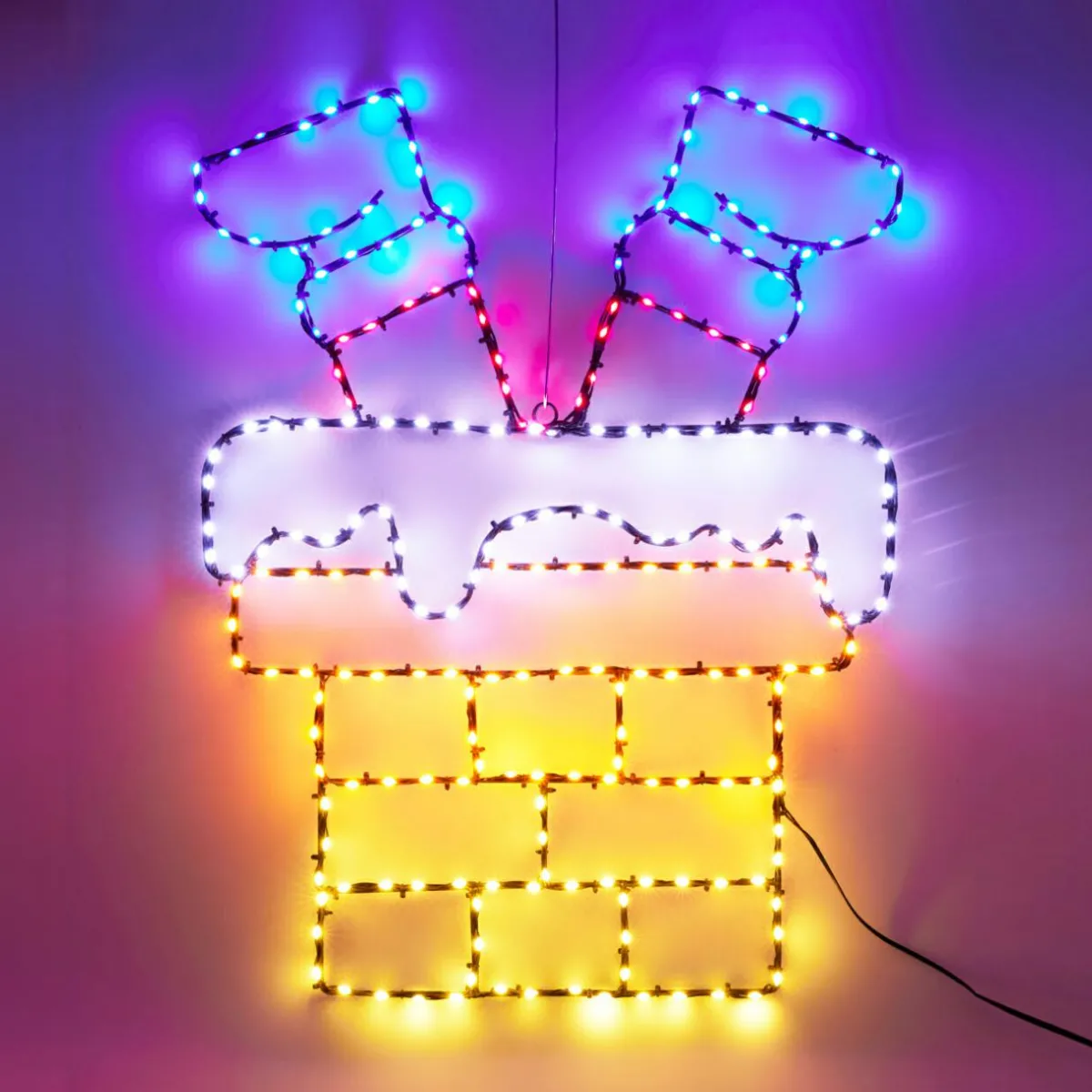 KOOPMAN Cheminée lumineuse 223 LED (H60 cm) Néon effet flash Multicolore Clearance