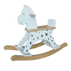 EMINZA Cheval à bascule bois (H53 cm) Stars Blanc Discount