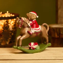 KAEMINGK Cheval à Bascule (H20 cm) Petite ours de Noël Marron New