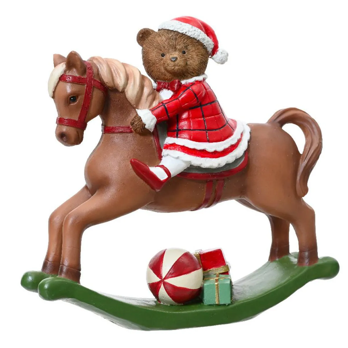 KAEMINGK Cheval à Bascule (H20 cm) Petite ours de Noël Marron New