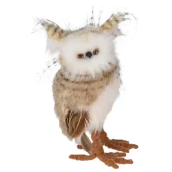 KOOPMAN Chouette de Noël à poser (H18 cm) Hector doux plumage Beige Outlet