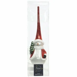 KAEMINGK Cimier de sapin en verre Bonhomme de neige Rouge Outlet