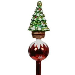 KAEMINGK Cimier de sapin en verre Décorations de Noël Vert et rouge Multicolore Discount