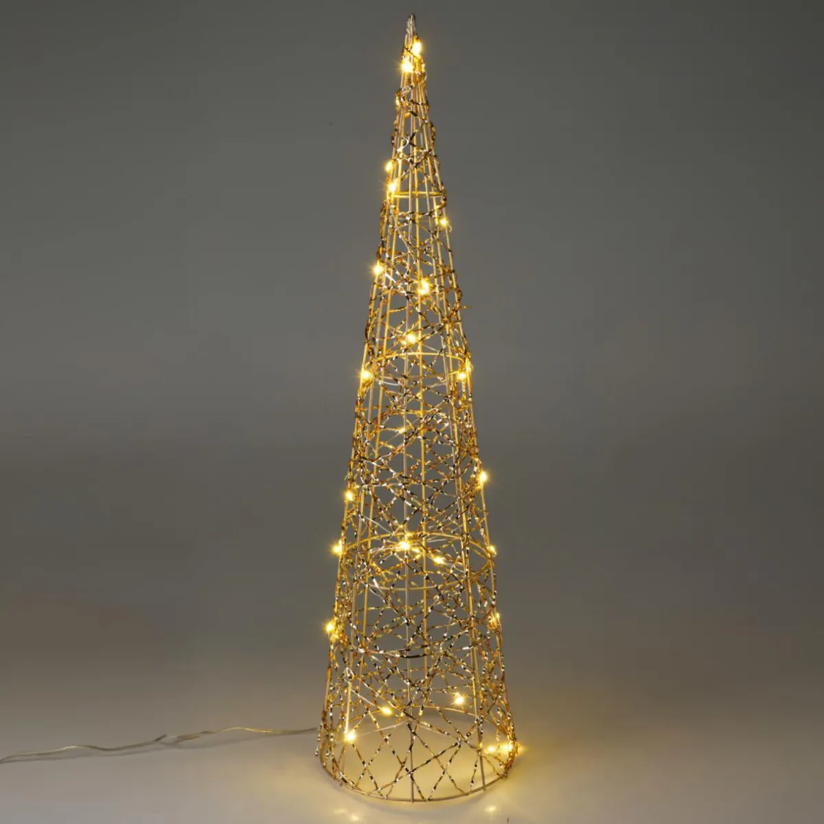 KOOPMAN Cône lumineux à piles 30 LED (H60 cm) Christmas et blanc chaud Or Sale