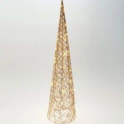 KOOPMAN Cône lumineux sur piles 40 micro LED (H80 cm) Éclats Blanc chaud Blanc Chaud doré Clearance