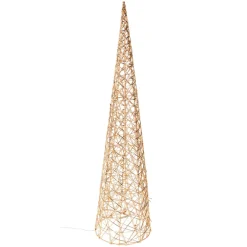 KOOPMAN Cône lumineux sur piles 40 micro LED (H80 cm) Éclats Blanc chaud Blanc Chaud doré Clearance
