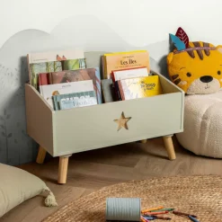 EMINZA Coffre à jouet ou enfant bois (H44 cm) Stars Vert New