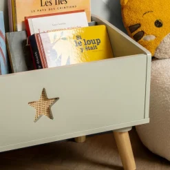 EMINZA Coffre à jouet ou enfant bois (H44 cm) Stars Vert New