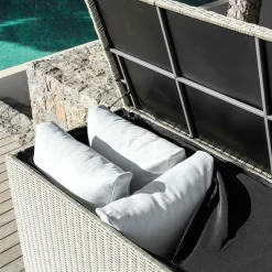 MOBELLIA Coffre de rangement extérieur en résine tressée Calvi Gris Online