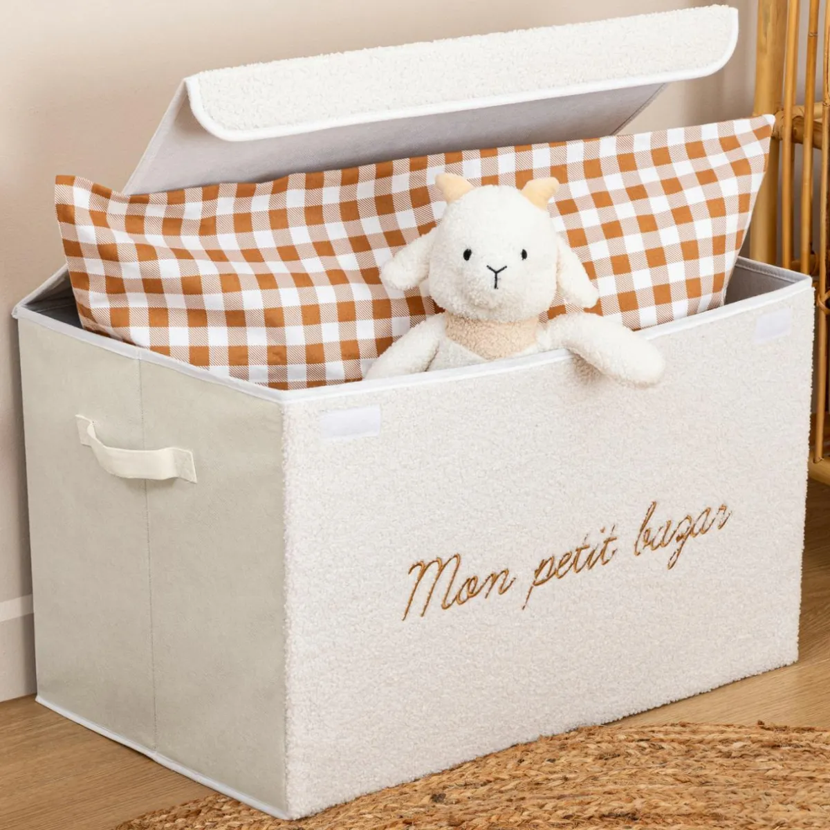 Atmosphera cru017dateur d'intu017drieur for kids Coffre de rangement pliable enfant bouclette (36 x 57 cm) Yuma Blanc Hot