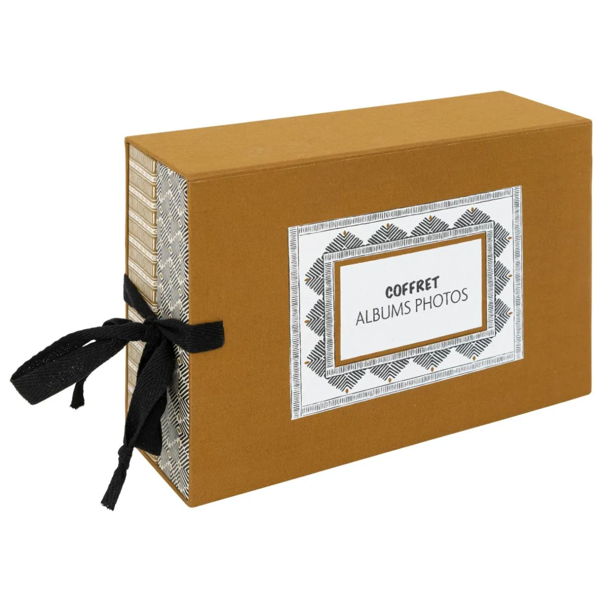 Atmosphera, cru017dateur d'intu017drieur Coffret 2 albums photos (H16,7 cm) Paloma Gris et moutarde Jaune Outlet