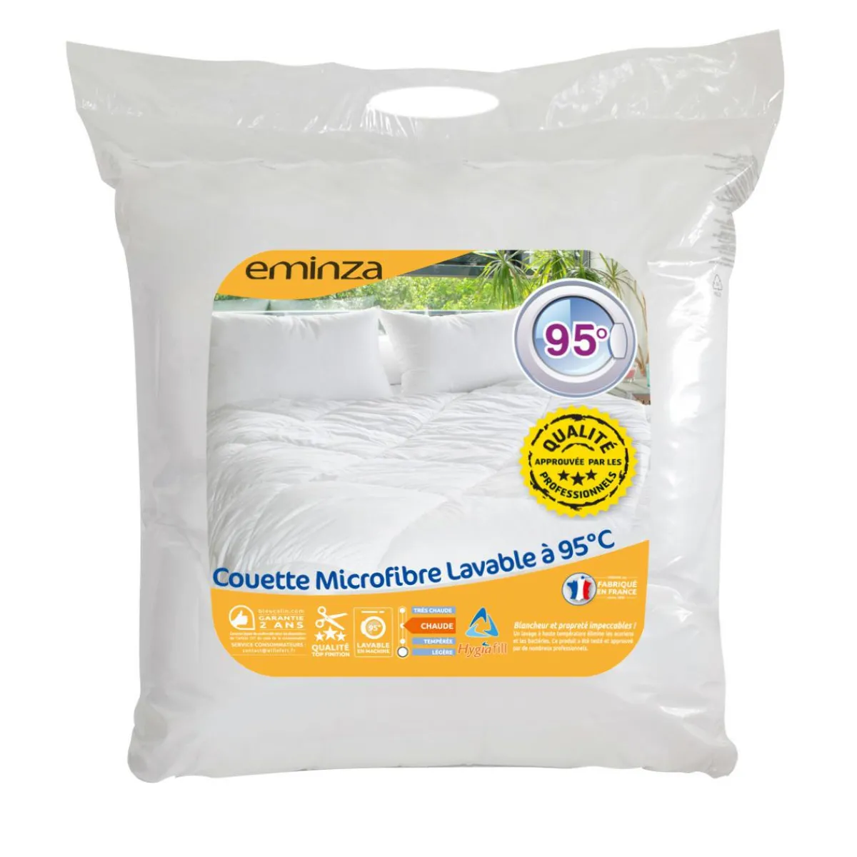 EMINZA Couette Chaude (200 x 200 cm) Microfibre Lavable à 95°C he Blanc Outlet