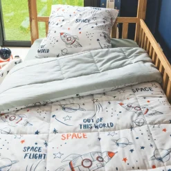 l'Effet Papillon Couette imprimée enfant coton (140 x 200 cm) Galaxie he Blanc Best