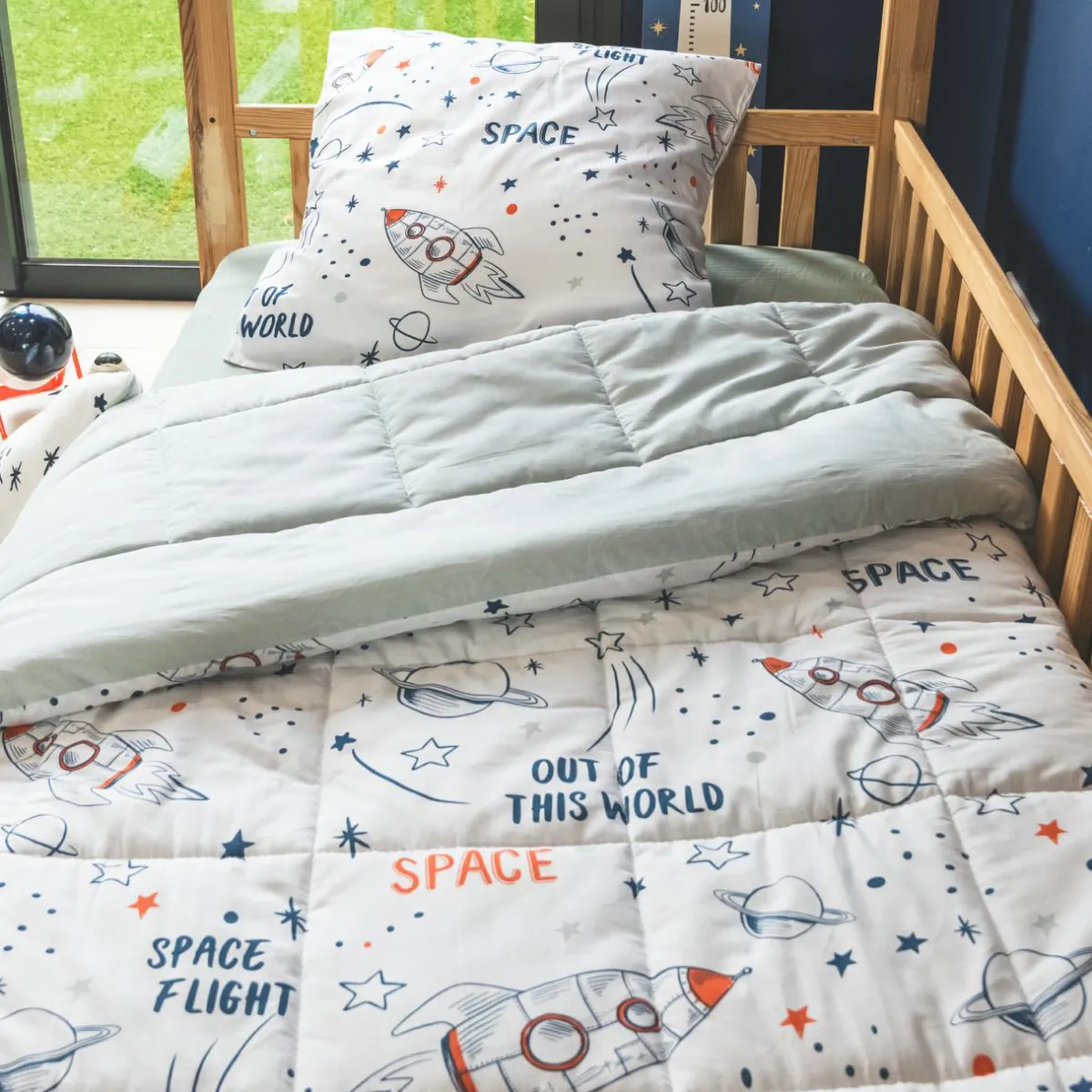 l'Effet Papillon Couette imprimée enfant coton (140 x 200 cm) Galaxie he Blanc Best