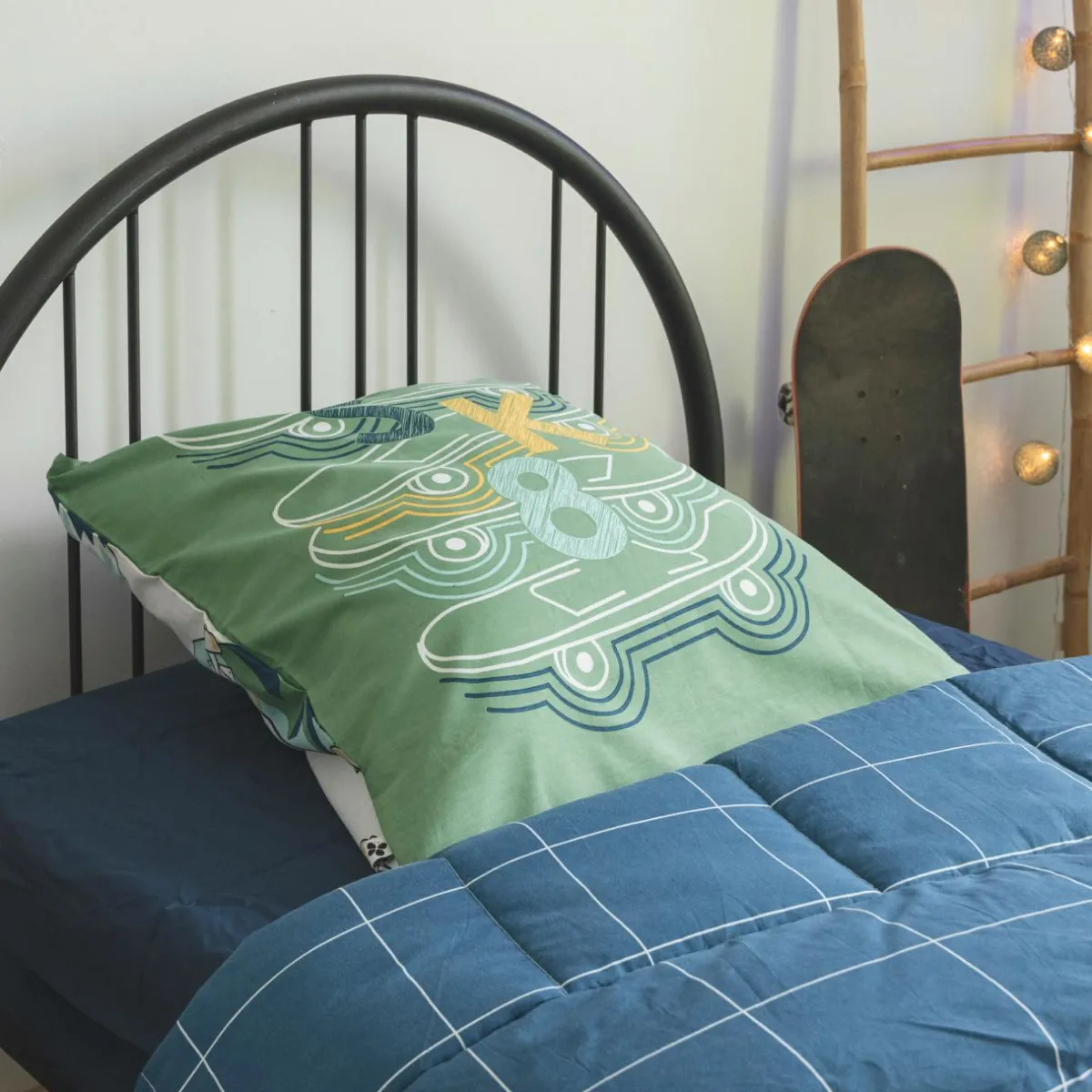 l'Effet Papillon Couette imprimée enfant coton (140 x 200 cm) California Bleu New