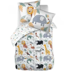 L'effet papillon Couette imprimée enfant coton et une taie d'oreiller (140 x 200 cm) Savane Multicolore New
