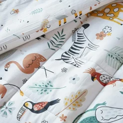 L'effet papillon Couette imprimée enfant coton et une taie d'oreiller (140 x 200 cm) Savane Multicolore New