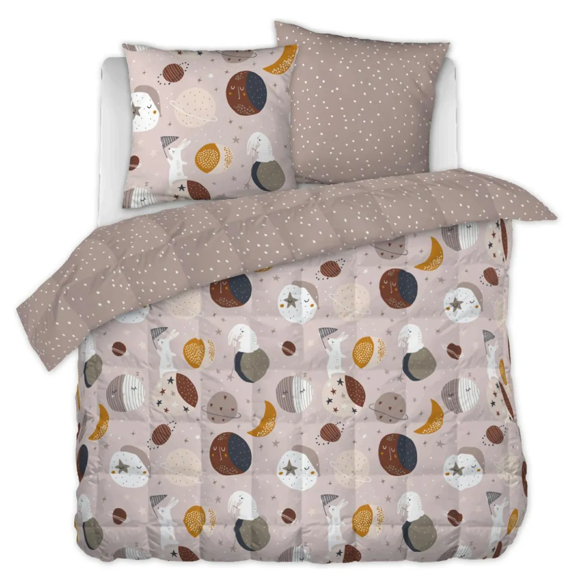 L'effet papillon Couette imprimée enfant coton et deux taies d'oreiller (240 x 220 cm) Sky Dream Rose New