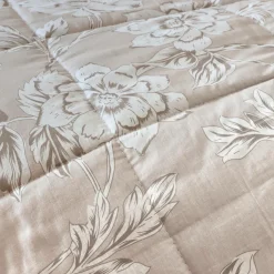 EMINZA Couette imprimée et deux taies d'oreiller coton (200 x 200 cm) Lara Beige Outlet