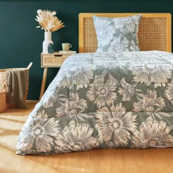 EMINZA Couette imprimée et une taie d'oreiller coton (140 x 200 cm) Lara Vert Sale