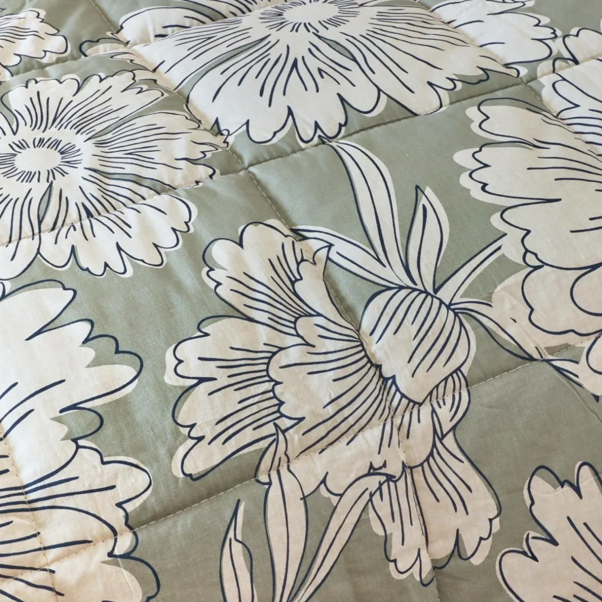 EMINZA Couette imprimée et une taie d'oreiller coton (140 x 200 cm) Lara Vert Sale