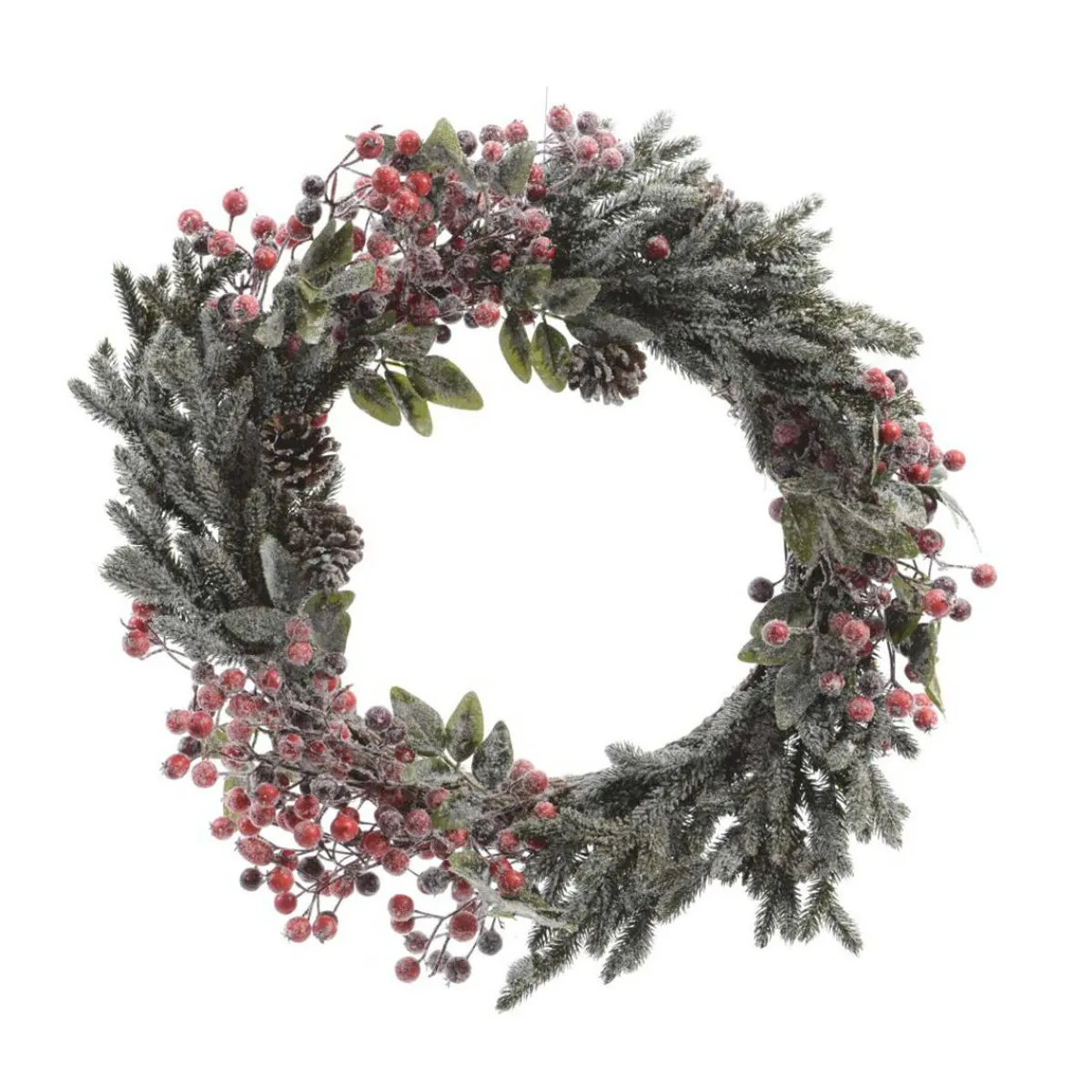KAEMINGK Couronne de Noël (D40 cm) Epinea Vert enneigé Rouge Online