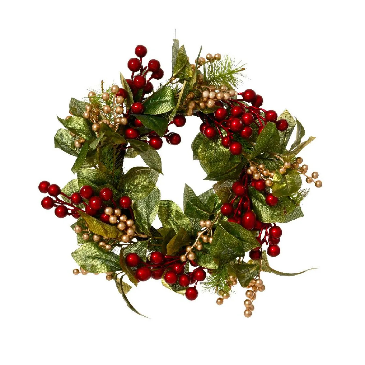 KAEMINGK Couronne de Noël (D45 cm) Féerie de Baies Perle et rouge Vert