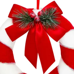 JJA Couronne de Noël (D23 cm) Festive rayée et blanc Rouge