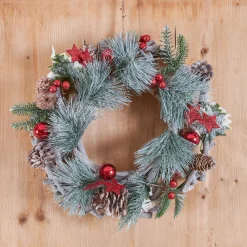 Feeric Lights & Christmas Couronne de Noël (D32 cm) Nature festive Rouge Hot